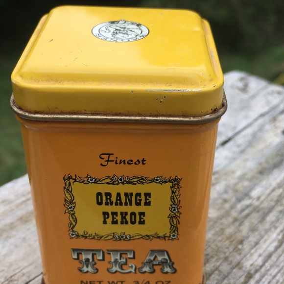 VTG ORANGE PEKOE TEA TIN YELLOW ORANGE - Picture 7 of 10